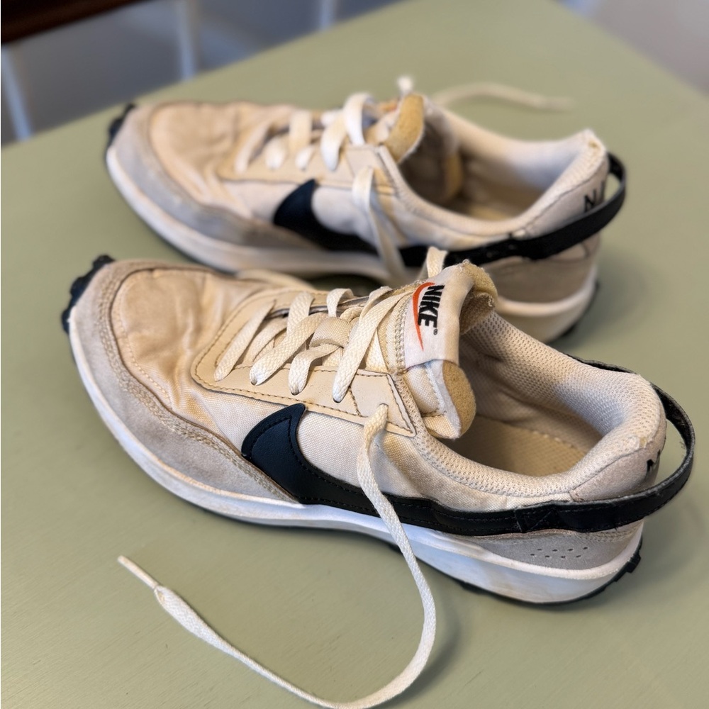 Nike Cream and Black Athletic Shoes